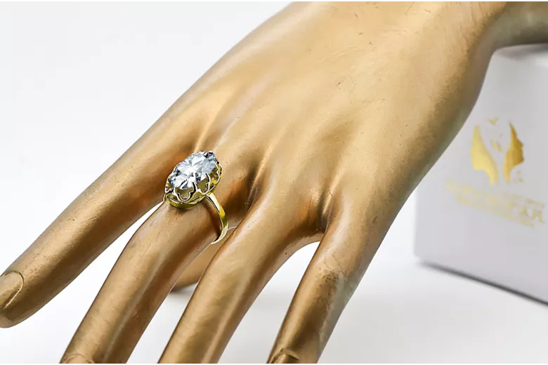 Pierścionek Vintage Biżuteria Cyrkonia 14k żółte złoto vrc253y